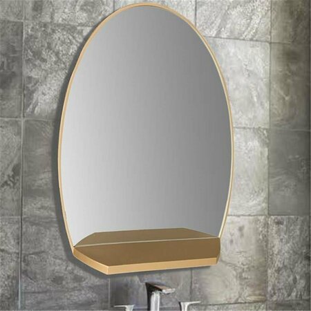 COMFORTCORRECT Oval Metal Frame Mirror with Shelf, Brushed Gold CO2800625